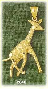 14K Gold Walking Giraffe Charm