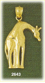 14K Gold Giraffe Lowering Neck Charm