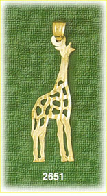 14K Gold Outlined Giraffe Charm