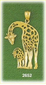 14K Gold Outlined Giraffe w/Calf Charm