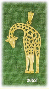 14K Gold Outline Giraffe Charm