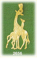 14K Gold Two Giraffes Charm