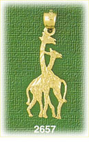14K Gold Pair Of Giraffes Charm