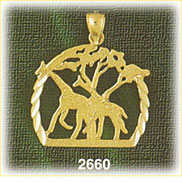 14K Gold Scenic Giraffes Charm
