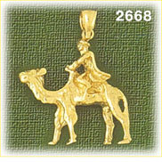 14K Gold 3D Camel w/Rider Charm