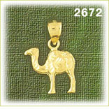 14K Gold Etched Camel Charm