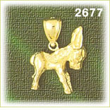 14K Gold 3D Donkey Charm