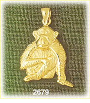 14K Gold Chimpanzee Charm