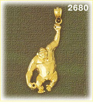 14K Gold Swinging Ape Charm