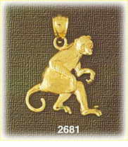 14K Gold Lemur Monkey Charm