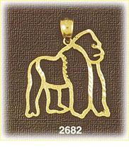 14K Gold Outlined Gorilla Charm