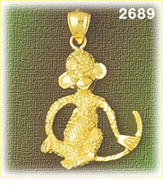 14K Gold Textured Monkey Charm