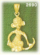 14K Gold Monkey Charm