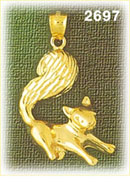 14K Gold Bushy Tailed Squirrel Charm