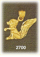 14K Gold Textured Squirrel Charm