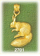 14K Gold Bushy Tail Squirrel Charm