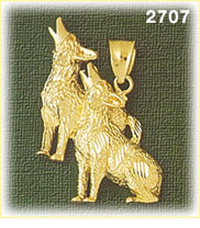 14K Gold Foxes Charm