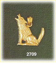 14K Gold Howling Fox Charm