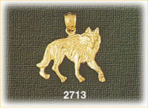 14K Gold Prowling Coyote Charm