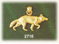 14K Gold Creeping Coyote Charm