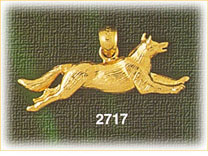 14K Gold Running Coyote Charm