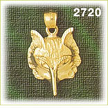 14K Gold Coyote Face Charm