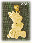 14K Gold Adorable Bunny Rabbit Charm
