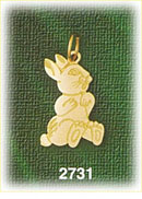 14K Gold Cute Bunny Rabbit Charm