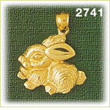 14K Gold Bunny Rabbit Charm