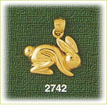 14K Gold Bunny Charm