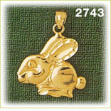 14K Gold Cuddly Bunny Charm