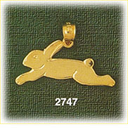 14K Gold Cotton Tail Bunny Rabbit Charm