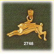 14K Gold Leaping Jack Rabbit Charm