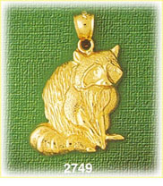 14K Gold Sitting Raccoon Charm
