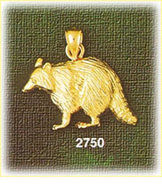 14K Gold Raccoon Charm