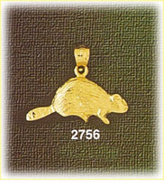 14K Gold Beaver Profile Charm