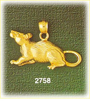 14K Gold Rat Charm