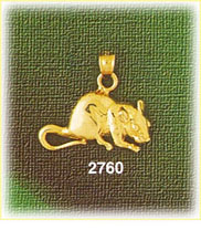 14K Gold Door Mouse Charm
