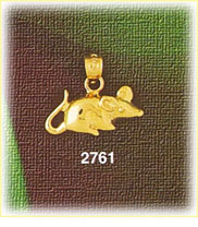 14K Gold Alert Mouse Charm