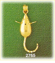 14K Gold Curled Tail Mouse Charm