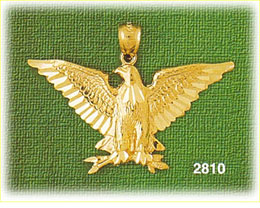 14K Gold Eagle Clutching Olive Branch Charm