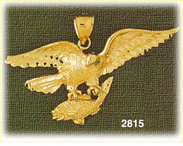 14K Gold Eagle Capturing Fish Charm