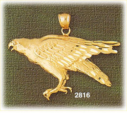 14K Gold Eagle Perched Charm