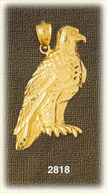 14K Gold Watching Eagle Charm