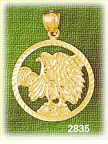 14K Gold Encircled Eagle Charm