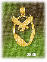 14K Gold Eagle In Oval Frame Charm