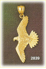 14K Gold Eagle Gliding Charm