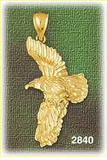 14K Gold Eagle Soaring Charm