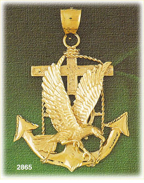 14K Gold Eagle Anchor Charm