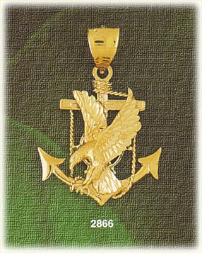 14K Gold Anchor W/Eagle Charm